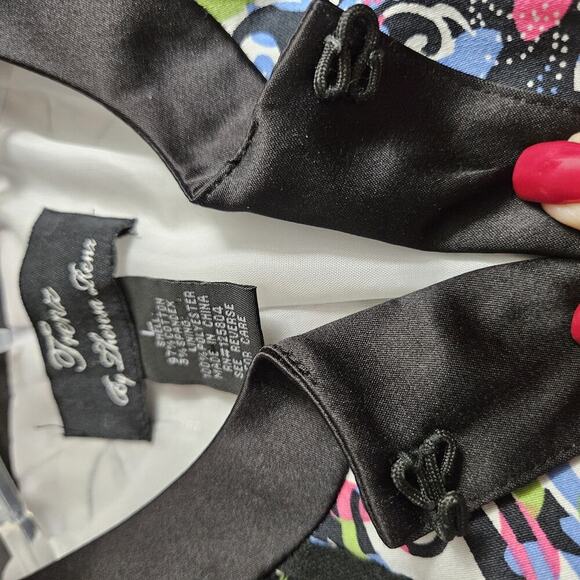 Theresa Renz Colorful Short Jacket Ribbon Embroidered Satin Trim Womens Sz L - Picture 11 of 13